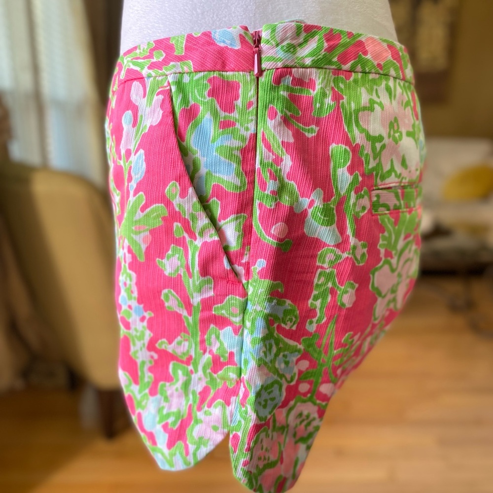 Lilly Pulitzer Adie Shorts Pink Green Flamingo Southern Charm Print Size 2 Women - Picture 2 of 16